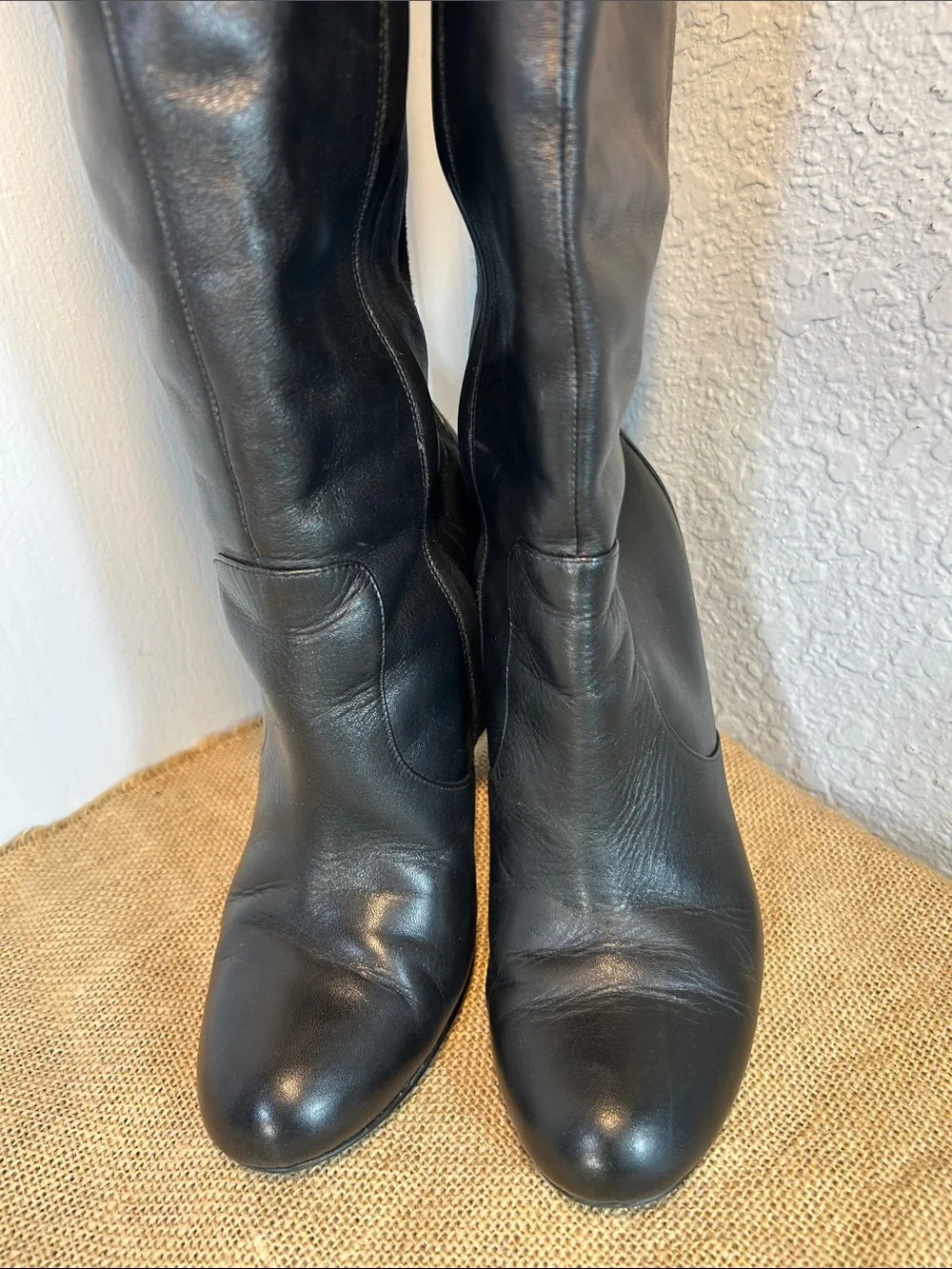 Cole Haan Nike Air Jalisa Tall Black Leather High Heel Boots